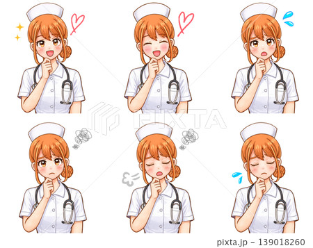 悩むナース女性のイラスト素材セット2 139018260
