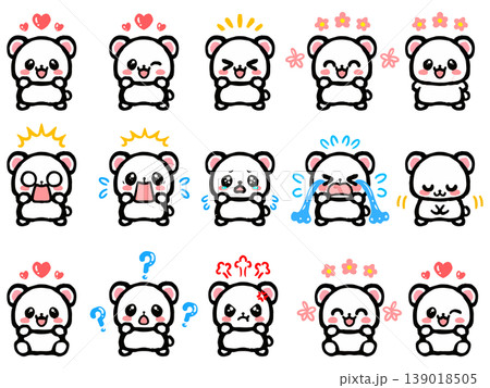 かわいいクマの喜怒哀楽イラスト素材セット 139018505