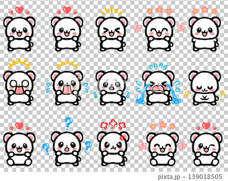 かわいいクマの喜怒哀楽イラスト素材セット 139018505