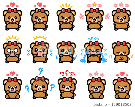 かわいいクマの喜怒哀楽イラスト素材セット3 かわいいクマの喜怒哀楽イラスト素材セット3 139018508