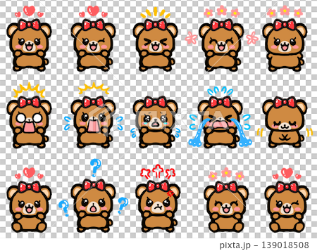 かわいいクマの喜怒哀楽イラスト素材セット3 かわいいクマの喜怒哀楽イラスト素材セット3 139018508
