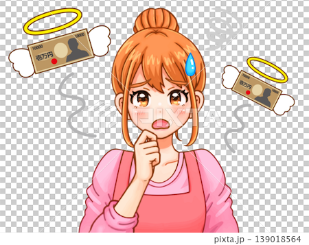 Illustration of a housewife struggling with financial difficulties Illustration of a housewife struggling with financial difficulties 139018564