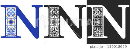 Capital Letter N With Mediterranean Tile Pattern 139018639