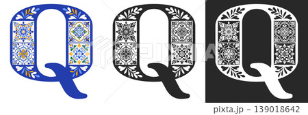 Capital Letter Q With Mediterranean Tile Pattern 139018642