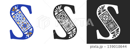 Capital Letter S With Mediterranean Tile Pattern 139018644