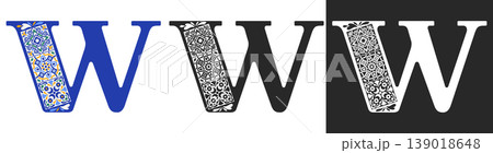 Capital Letter W With Mediterranean Tile Pattern 139018648