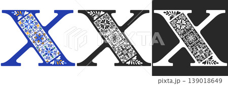 Capital Letter X With Mediterranean Tile Pattern 139018649