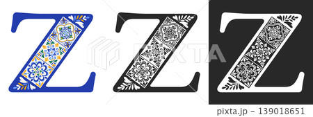 Capital Letter Z With Mediterranean Tile Pattern Capital Letter Z With Mediterranean Tile Pattern 139018651