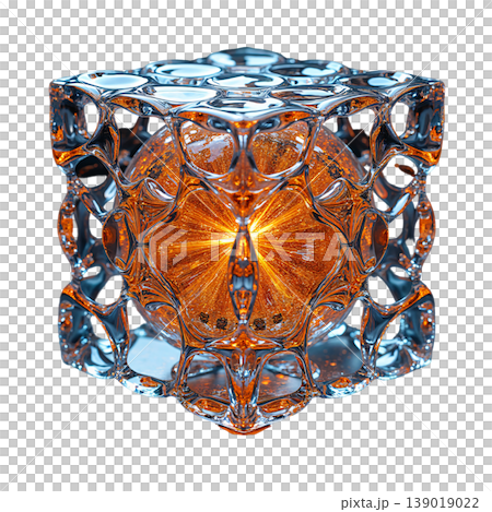 The image shows a decorative 3D model in the shape of a cube, reminiscent of a candlestick or interior element 139019022