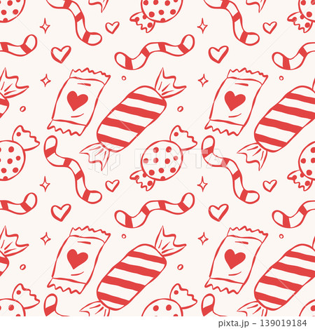 Red seamless pattern with candies 139019184