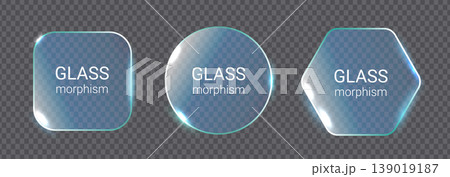 Glassmorphism icons float on grey background 139019187