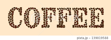 Coffee Text Filled With Coffee Beans. Vector Illustration. Isolated Image. Coffee Text Filled With Coffee Beans. Vector Illustration. Isolated Image. 139019588