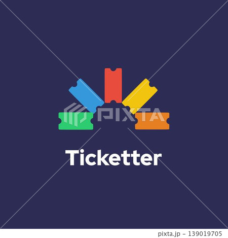 Ticketer - Stacked Ticket Puzzle Logo. 139019705