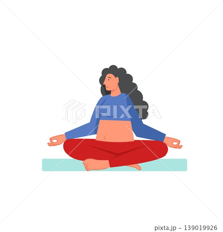 Sukhasana yoga pose, vector flat style design illustration 139019926