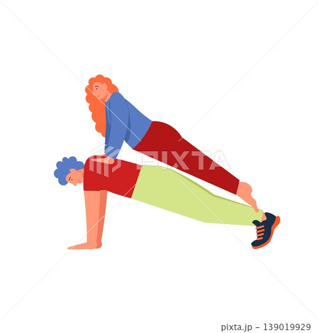 Plank yoga pose, vector flat style design illustration 139019929