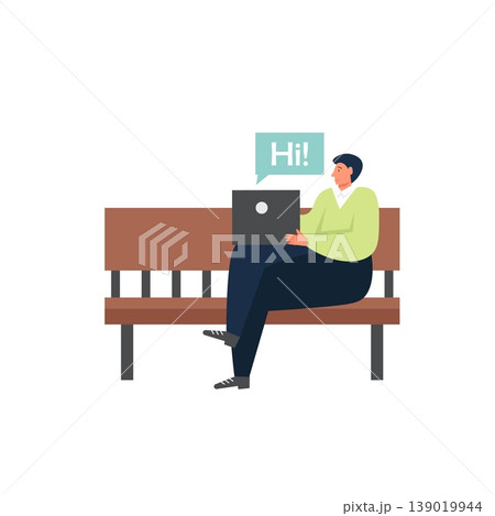 Wireless networking technology, vector flat isolated illustration Wireless networking technology, vector flat isolated illustration 139019944