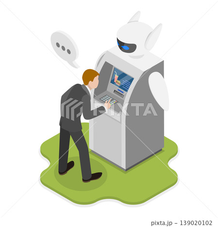 3D Isometric Flat Vector Illustration of Electric Servant Services, Humanoid Machine. Item 1 139020102