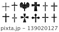 Christian crosses, monochrome black icon set. Decorative sign collection, different isolated religious symbols, christianity various cliparts 139020127
