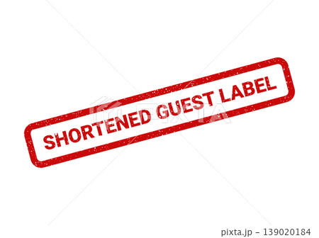 Red rectangular rubber stamp mark with distressed texture displaying shortened guest label text message 139020184
