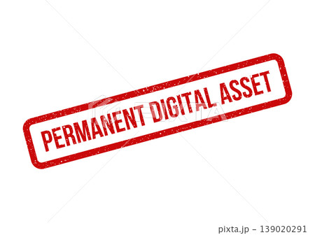 Red rubber grunge stamp displaying the important text Permanent Digital Asset for official business validation 139020291