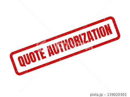 Red rubber stamp effect with distressed texture indicating official quote authorization process approval 139020301