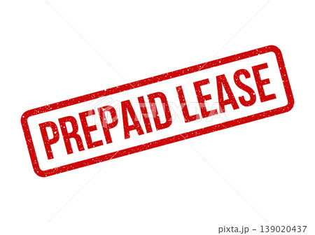 Red textured rubber stamp showing prepaid lease text for contractual agreement marking 139020437