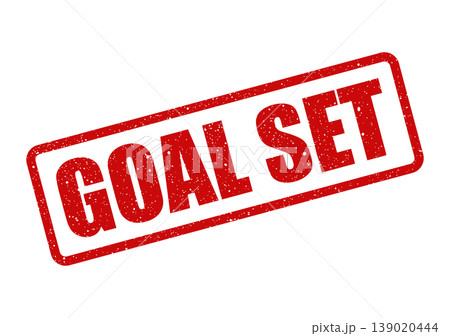 Red textured rubber stamp showing the words goal set in bold capital letters for project planning Red textured rubber stamp showing the words goal set in bold capital letters for project planning 139020444