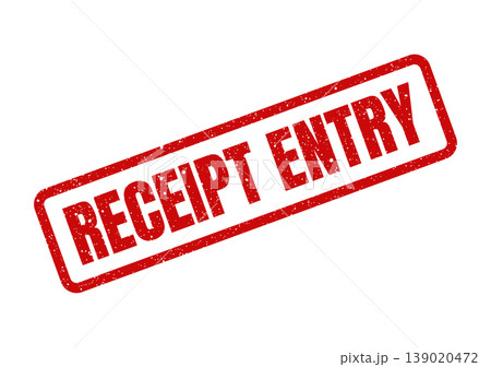 Red textured rubber stamp with the impactful words RECEIPT ENTRY for processing financial records effectively 139020472