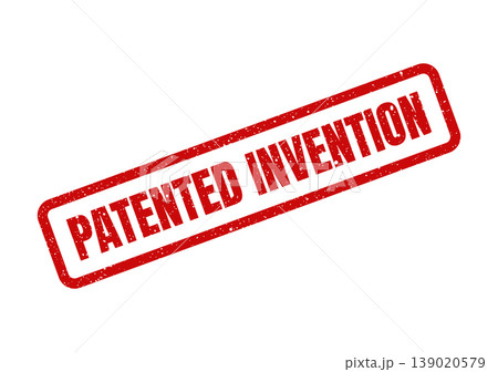 Stamped graphic with a grunge texture effect featuring the phrase Patented Invention angled, representing a protected new creation Stamped graphic with a grunge texture effect featuring the phrase Patented Invention angled, representing a protected new creation 139020579
