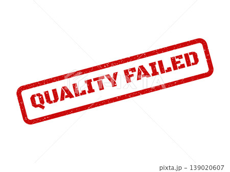 Textured grunge rubber stamp featuring Quality Failed text, denoting a past inspection outcome or non compliance 139020607