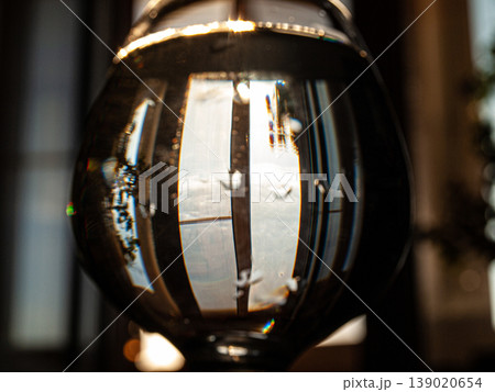 Abstract composition with glass acting as a magnifying lens. Creative macro shot featuring optical distortion, light refraction, and geometric patterns with unique focus and warped texture. Abstract composition with glass acting as a magnifying lens. Creative macro shot featuring optical distortion, light refraction, and geometric patterns with unique focus and warped texture. 139020654