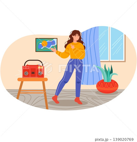 Woman enjoy listening to music vector illustration Woman enjoy listening to music vector illustration 139020769