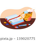 Table with marshmallow candy on coffee cup vector 139020775