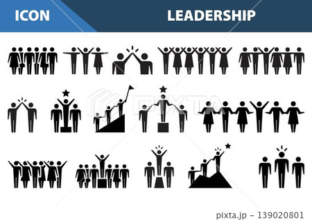 Leadership and Teamwork Icons Set, Business People Leadership, Success, Team Collaboration Silhouettes Leadership and Teamwork Icons Set, Business People Leadership, Success, Team Collaboration Silhouettes 139020801