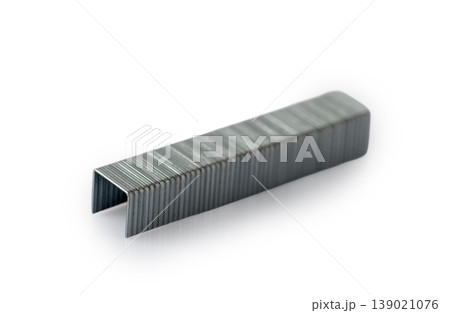 Steel Staple Strips for Staple Gun Isolated on White Background Steel Staple Strips for Staple Gun Isolated on White Background 139021076