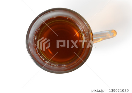 Top View of Glass of Tea Isolated on White Background Top View of Glass of Tea Isolated on White Background 139021089