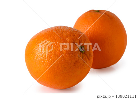 Two Fresh Oranges Isolated on White Background Two Fresh Oranges Isolated on White Background 139021111