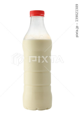 Plastic bottle of milk isolated on white background Plastic bottle of milk isolated on white background 139021389