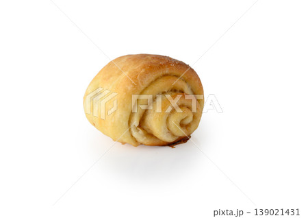 Homemade Cinnamon Sugar Roll Isolated on White Background Homemade Cinnamon Sugar Roll Isolated on White Background 139021431