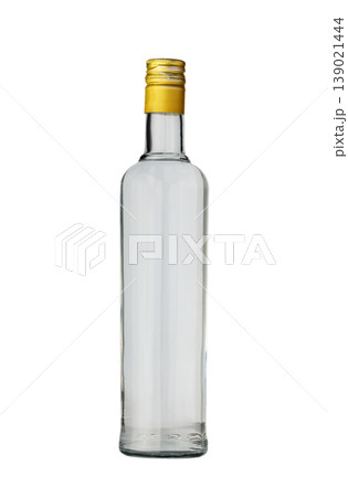 Empty glass bottle for alcoholic beverages isolated on white background 139021444
