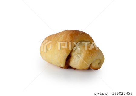 Single Cinnamon Sugar Bun Isolated on White Background Single Cinnamon Sugar Bun Isolated on White Background 139021453