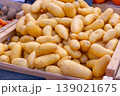 Fresh, healthy potatoes for sale at a market stall 139021675