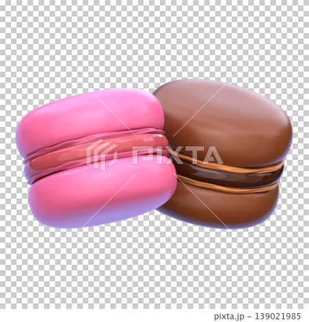 Cute 3D Macarons Icon, French Dessert Cookie Set, Sweet Bakery Food Illustration for UI App, Cafe Menu, and Digital Product Design 139021985