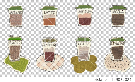 手描きのコーヒーデザイン（透過素材） 139022024