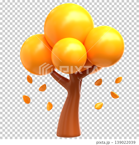 Cute 3D Autumn Tree Icon, Fall Season Nature Illustration for UI App, Harvest Design, Woodland Branding, and Seasonal Digital Products  Description 139022039