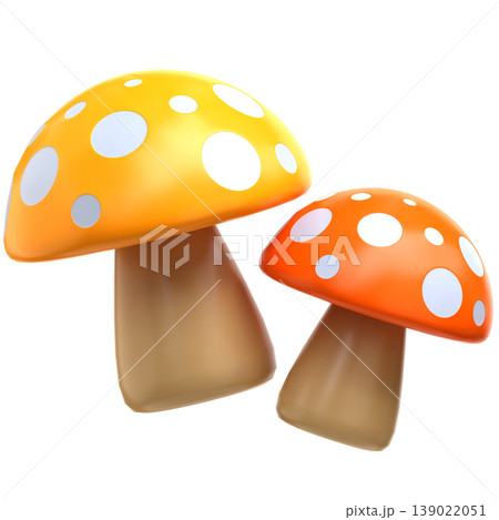 Cute 3D Mushroom Icon Set, Autumn Forest Illustration for UI App, Fall Nature Design, Woodland Branding, and Seasonal Digital Products 139022051