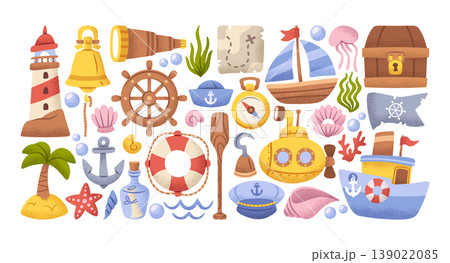 Nautical Elements Set Maritime Cartoon Nautical Elements Set Maritime Cartoon 139022085