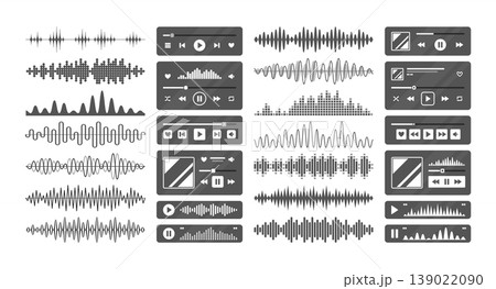 Sound Waveform Set With Media Player Controls Sound Waveform Set With Media Player Controls 139022090