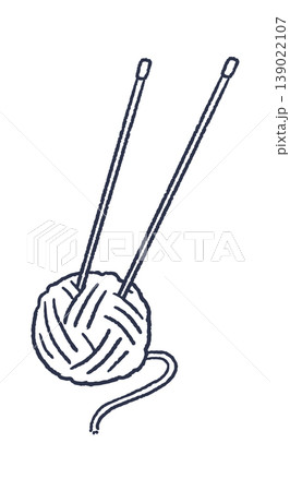 Yarn Ball With Knitting Needles Line Art Yarn Ball With Knitting Needles Line Art 139022107