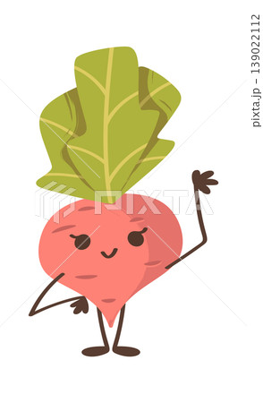 Beet Character Waving Hand Cartoon Beet Character Waving Hand Cartoon 139022112